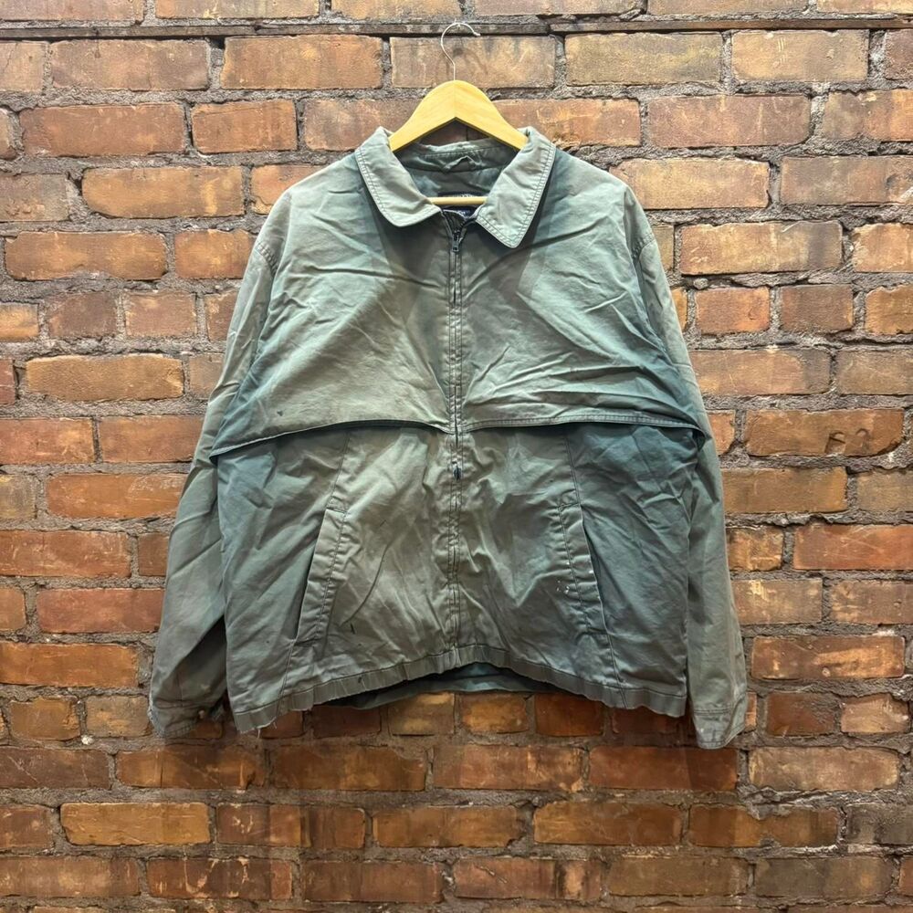 Vintage Sun Faded and Distressed Green Lands End Windbreaker Jacket XL